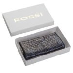 Дамско черно портмоне с  крокодилски принт - ROSSI - Image 5