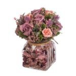 Рози микс в стъклена ваза - розови - Image 2