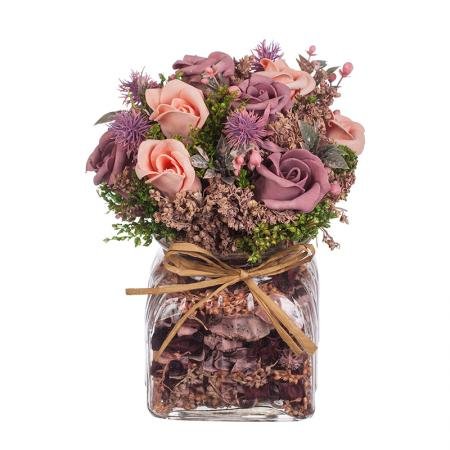 gift92-493d31373334393b Рози микс в стъклена ваза - розови - Image 1