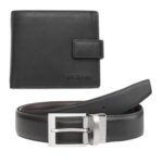 Мъжки комплект портфейл и колан Silver Flame - 100 см