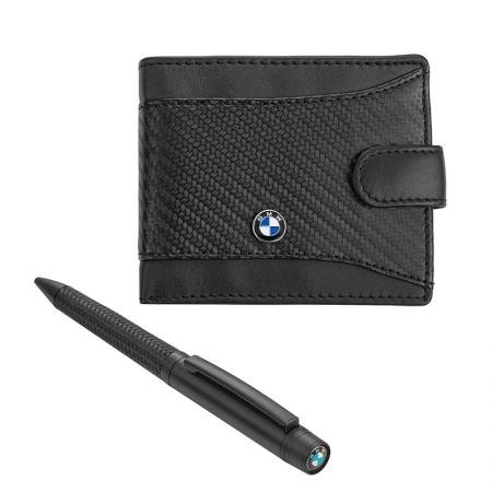 gift92-493d32313531373b Мъжки комплект химикалка и портфейл Auto Set с логото на BMW - Image 1