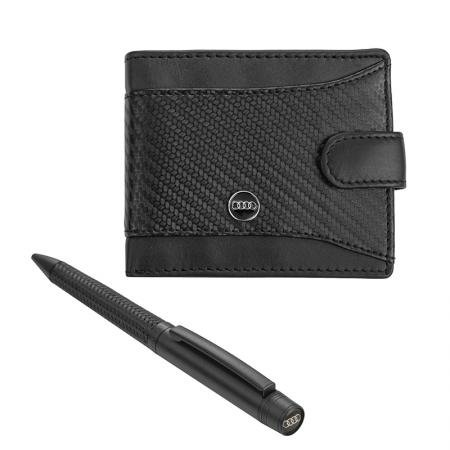 gift92-493d32313531383b Мъжки комплект химикалка и портфейл Auto Set с логото на Audi - Image 1