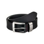 Колан черен  естествена кожа 110см. PIERRE CARDIN