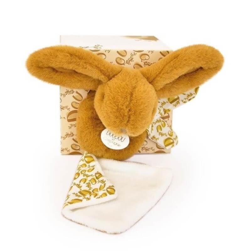 raya-e8505feadaa9 Плюшен заек с кърпичка в кутия 16см Карамел - Image 1