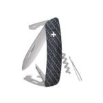 Швейцарско ножче SWIZA - D03 AllMatt Carbon Fiber, 7.5см острие, 11x функции