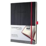 Бележник Sigel CONCEPTUM®, A4, на редове, твърда корица, черен/червен