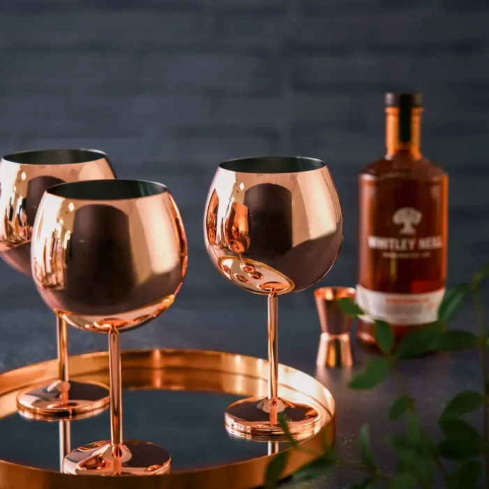 Чаши за джин Oak & Steel - Rose Gold, 4 х 700мл, от неръждаема стомана - Image 4