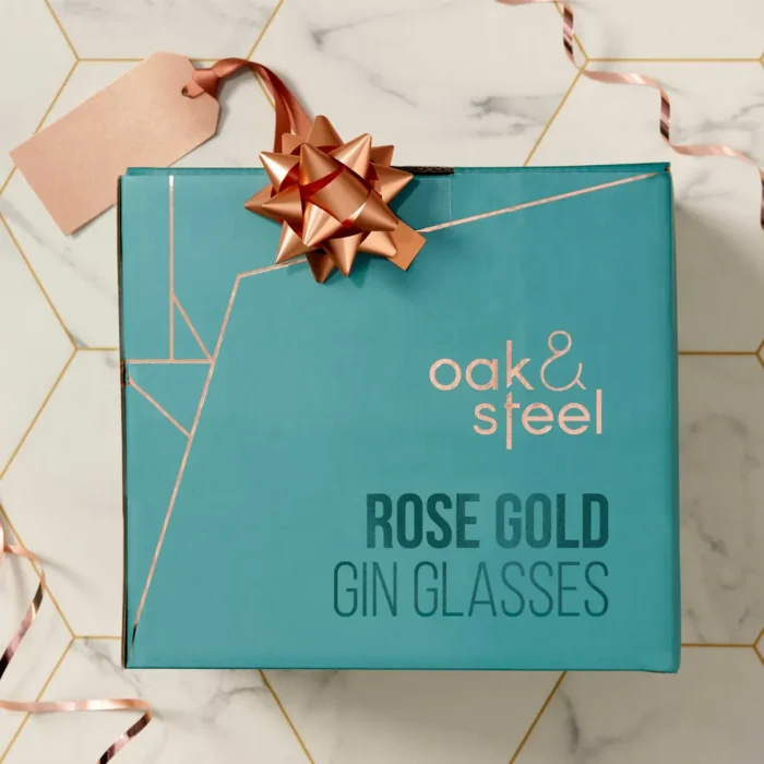 Чаши за джин Oak & Steel - Rose Gold, 4 х 700мл, от неръждаема стомана - Image 5