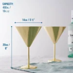 Чаши за мартини Oak&Steel - Gold Martini Glasses, 4 чаши по 460мл - Image 2