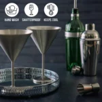 Чаши за мартини Oak&Steel - Silver Martini Glasses, 4 чаши по 460мл - Image 2