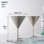 Чаши за мартини Oak&Steel - Silver Martini Glasses, 4 чаши по 460мл - Image 3
