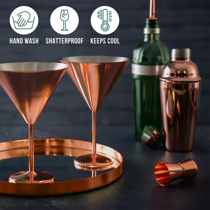 Чаши за мартини Oak&Steel - Rose Gold Martini Glasses, 4 чаши по 460мл - Image 2