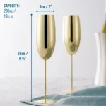 Чаши за пенливо вино Oak&Steel - Champagne Gold Flutes, 2x по 285мл, златисти - Image 2