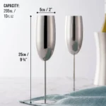 Чаши за пенливо вино Oak&Steel - Champagne Silver Flutes, 2x по 285мл, сребристи - Image 2