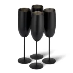 Чаши за пенливо вино Oak&Steel - Matte Black, 4x по 285мл, неръждаема стомана, черни