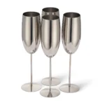 Чаши за пенливо вино Oak&Steel - Silver Flutes, 4x по 285мл, неръждаема стомана, сребристи
