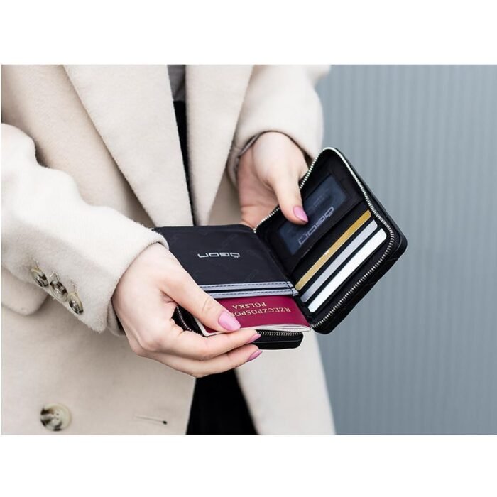Дамски портфейл OGON - Quilted Passport, черен - Image 6