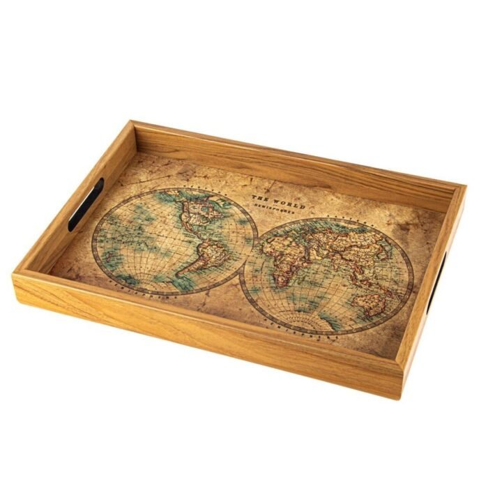 Дървен поднос за сервиране Manopoulos World Map - Image 3