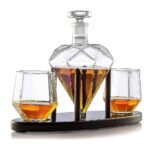Декантер Mikamax - Diamond Decanter Set Deluxe, с 2x уиски чаши и поставка