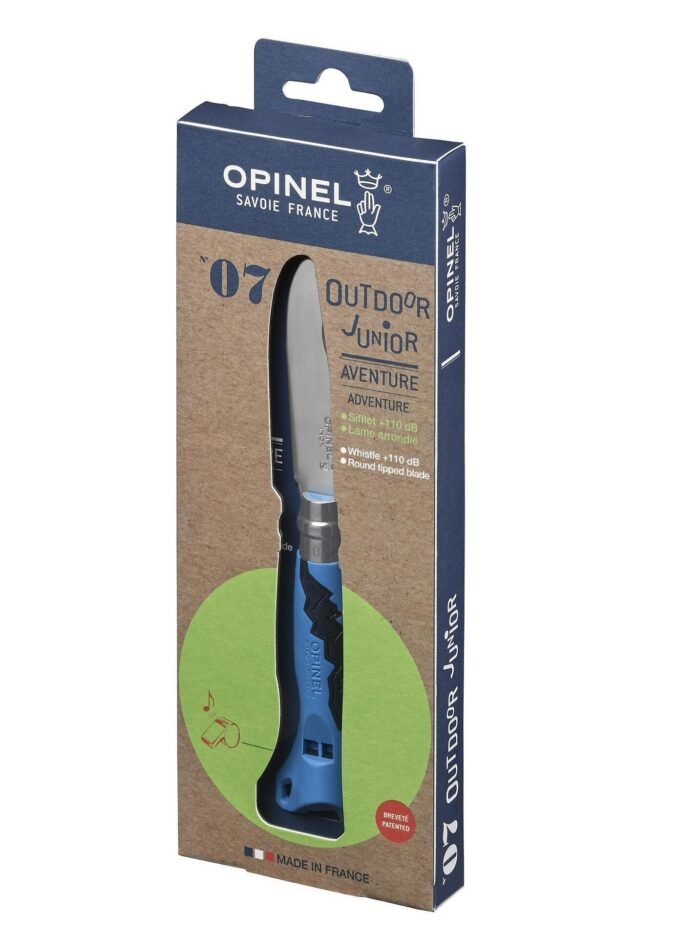 Детски сгъваем нож Opinel №7 Outdoor Junior Blue, острие 8 см, SOS свирка - Image 2
