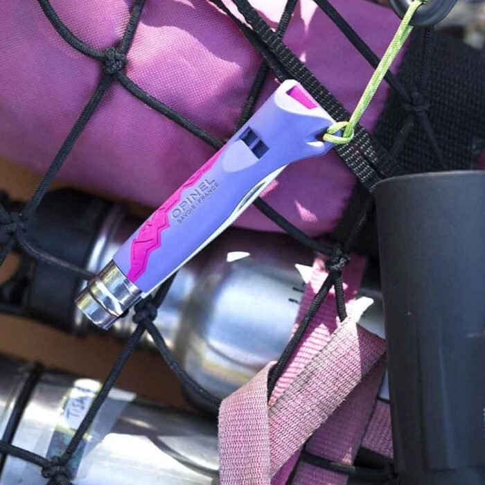 Детски сгъваем нож Opinel №7 Outdoor Junior Purple, острие 8 см, SOS свирка - Image 2