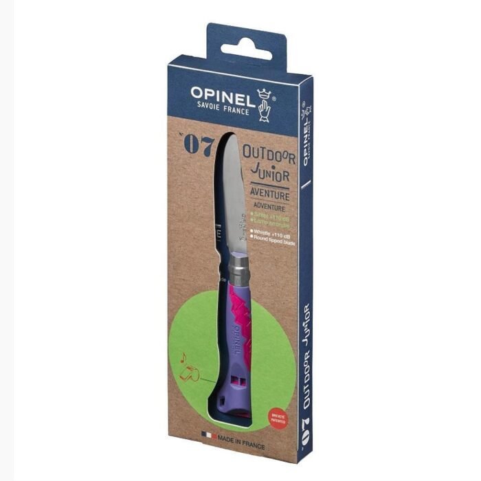 Детски сгъваем нож Opinel №7 Outdoor Junior Purple, острие 8 см, SOS свирка - Image 4