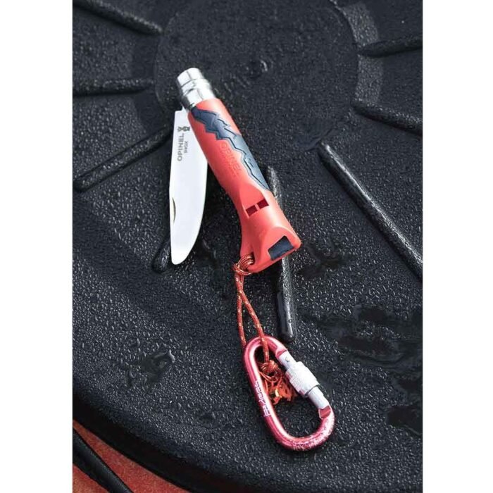 Детски сгъваем нож Opinel №7 Outdoor Junior Red, острие 8 см, SOS свирка - Image 2