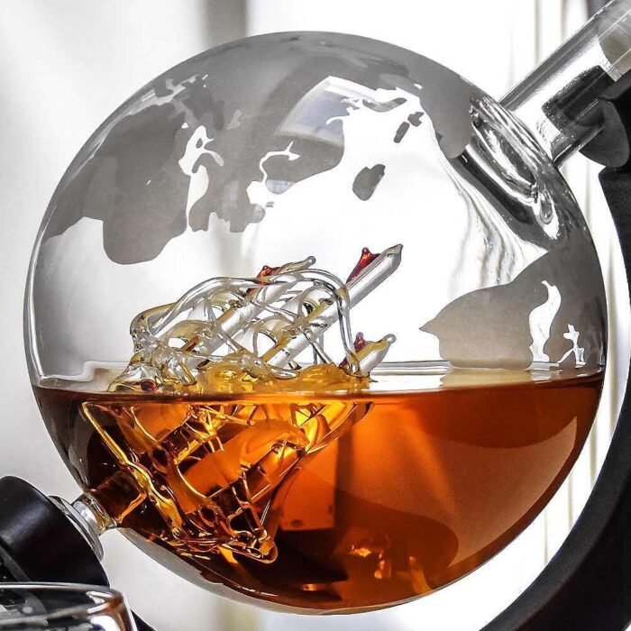 Глобус-декантер Mikamax - Globe Decanter Set, с 2x уиски чаши - Image 3