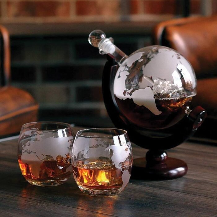 Глобус-декантер Mikamax - Globe Decanter Set, с 2x уиски чаши - Image 5