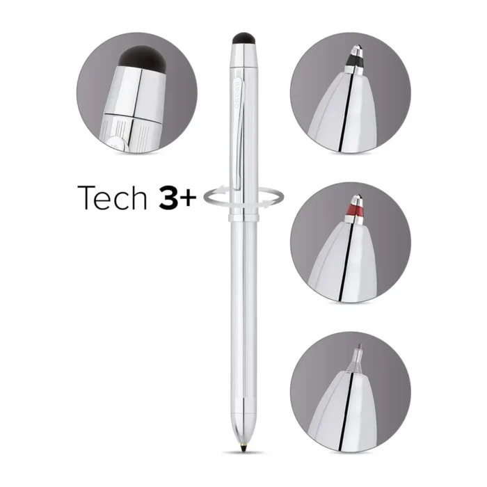 Мултифункционален пишещ инструмент Cross Tech3 - Lustrous Chrome, със стилус - Image 2
