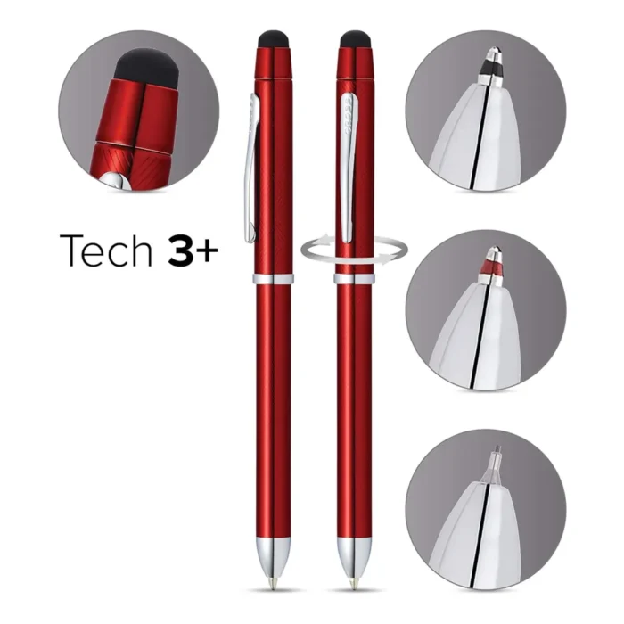 Мултифункционален пишещ инструмент Cross Tech3 - Red Lacquer, със стилус - Image 2