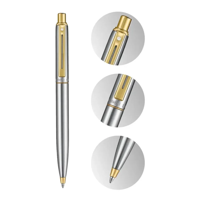Химикалка Sheaffer Sentinel - Brushed Chrome with Gold-Plated Trims - Image 2