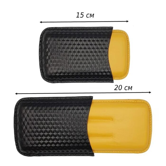 Калъф за 3 пури Angelo 3D Black & Yellow, 15 см - Image 4