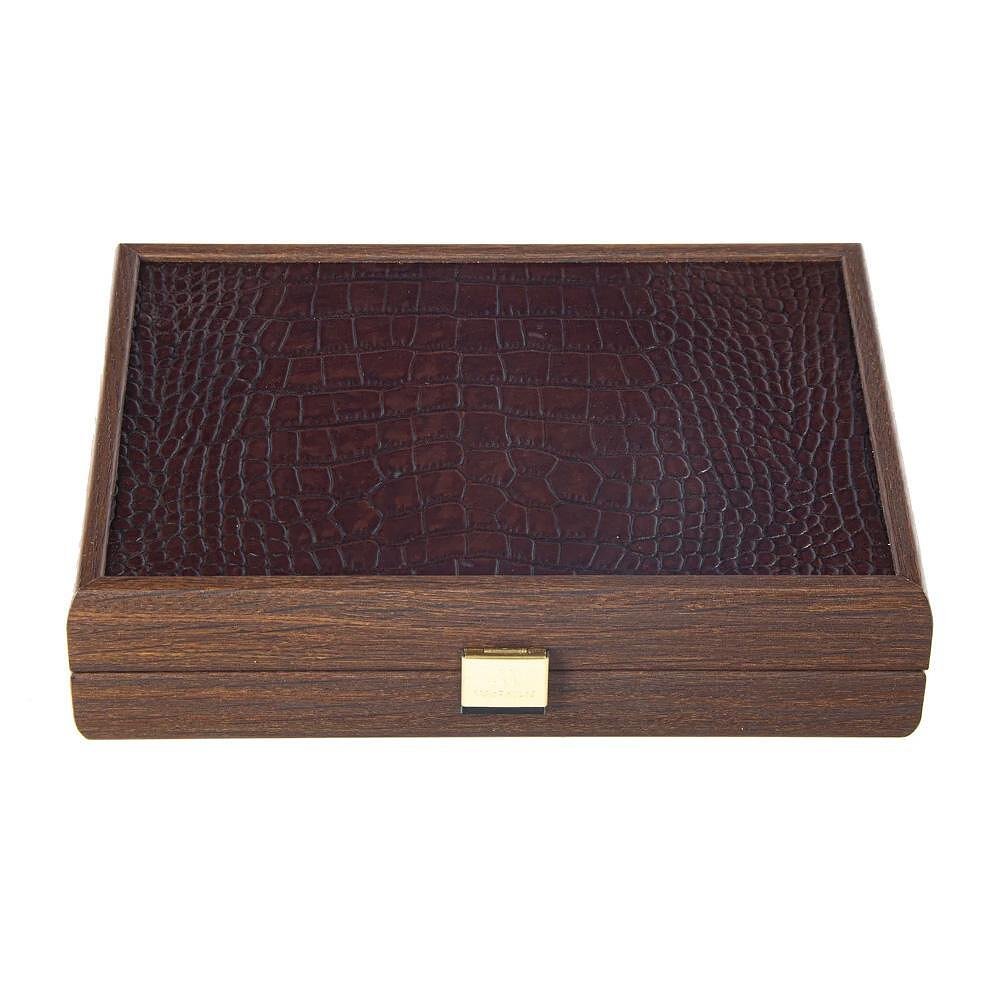 karti-za-igra-manopoulos-v-darvena-kutia-s-kozen-print-brown-croc-66d80f281f431 Карти за игра Manopoulos в дървена кутия с кожен принт Brown Croc - Image 1