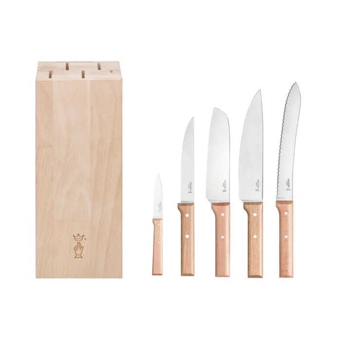 Комплект 5 кухненски ножа Opinel Parallele - Bread, с дървена стойка - Image 6