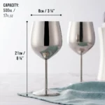 Комплект чаши за вино Oak&Steel - Silver Wine, 2 x 500 мл, неръждаема стомана, сребристи - Image 3
