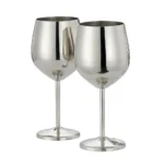 Комплект чаши за вино Oak&Steel - Silver Wine, 2 x 500 мл, неръждаема стомана, сребристи