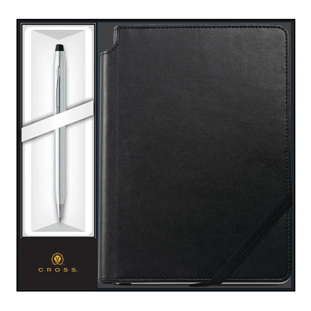 komplekt-cross-century-ii-lustrous-chrome-himikalka-i-tefter-a5-68124518b61d5 Комплект Cross Century II - Lustrous Chrome, химикалка и тефтер, А5 - Image 1