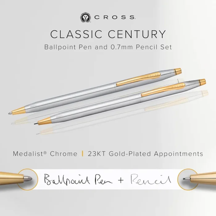 Комплект химикалка и автоматичен молив Cross Classic Century Medalist Chrome - Image 2