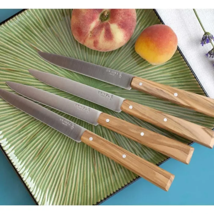 Комплект от 4 бр. ножове за пържоли Opinel №125 - Bon Appetit, с дръжка от маслиново дърво - Image 4