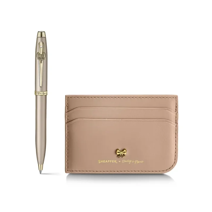 Комплект Sheaffer 100 x Emily in Paris - Champagne Gold, химикалка и калъф за карти и документи - Image 2
