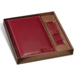 Комплект тефтер Princ Leather Business 885 + калъф за пищещо средство, в цвят бордо - Image 2