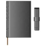 Комплект тефтер Princ Leather Business 885 + калъф за пищещо средство, в сив цвят