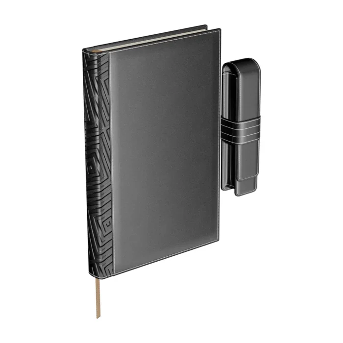 Комплект тефтер Princ Leather Business 885 + калъф за пищещо средство, в сив цвят - Image 2