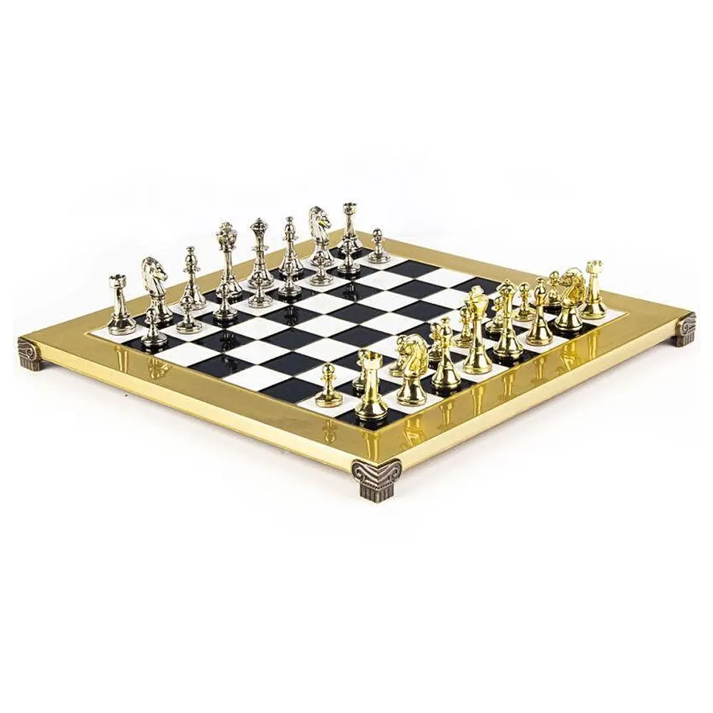 luksozen-sah-manopoulos-metal-staunton-blackgold-36x36-sm-68c163673b614 Луксозен шах Manopoulos - Metal Staunton Black/Gold, 36x36 см - Image 1