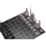 Луксозен шах Skyline Chess - Stainless Steel World Icons Edition, с дървена дъска - Image 2