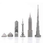Луксозен шах Skyline Chess - Stainless Steel World Icons Edition, с дървена дъска - Image 3
