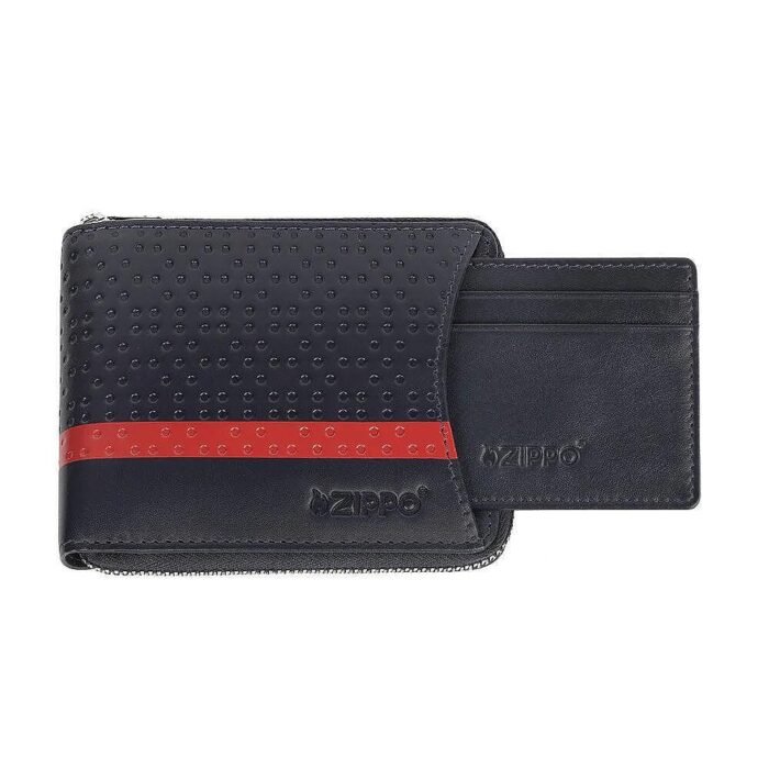 Мъжки портфейл Zippo - Navy Blue, с цип и подвижен калъф за документи, тъмносин - Image 2