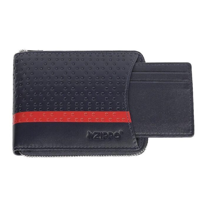 Мъжки портфейл Zippo - Navy Blue, с цип и подвижен калъф за документи, тъмносин - Image 6