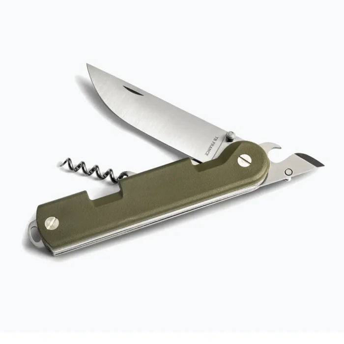 Многофункционален сгъваем нож TB Outdoor - Baroudeur, зелен, с калъф - Image 2
